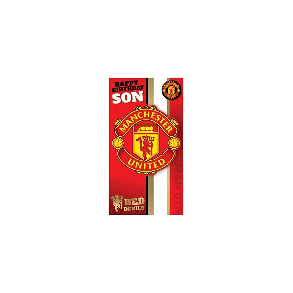 Manchester United Happy Birthday Son Card, with Badge