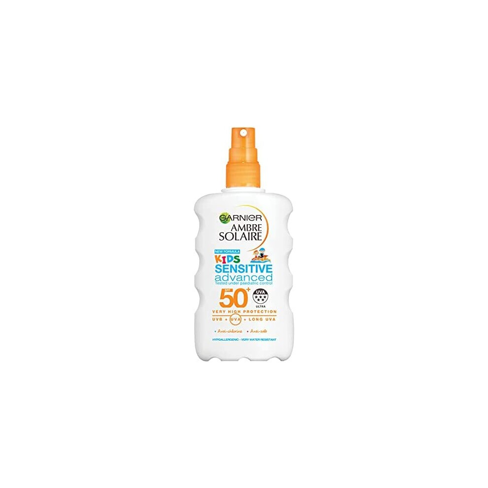 Garnier Ambre Solaire Kids Sensitive Water Resistant Sun Cream Spray SPF50+ 200ml