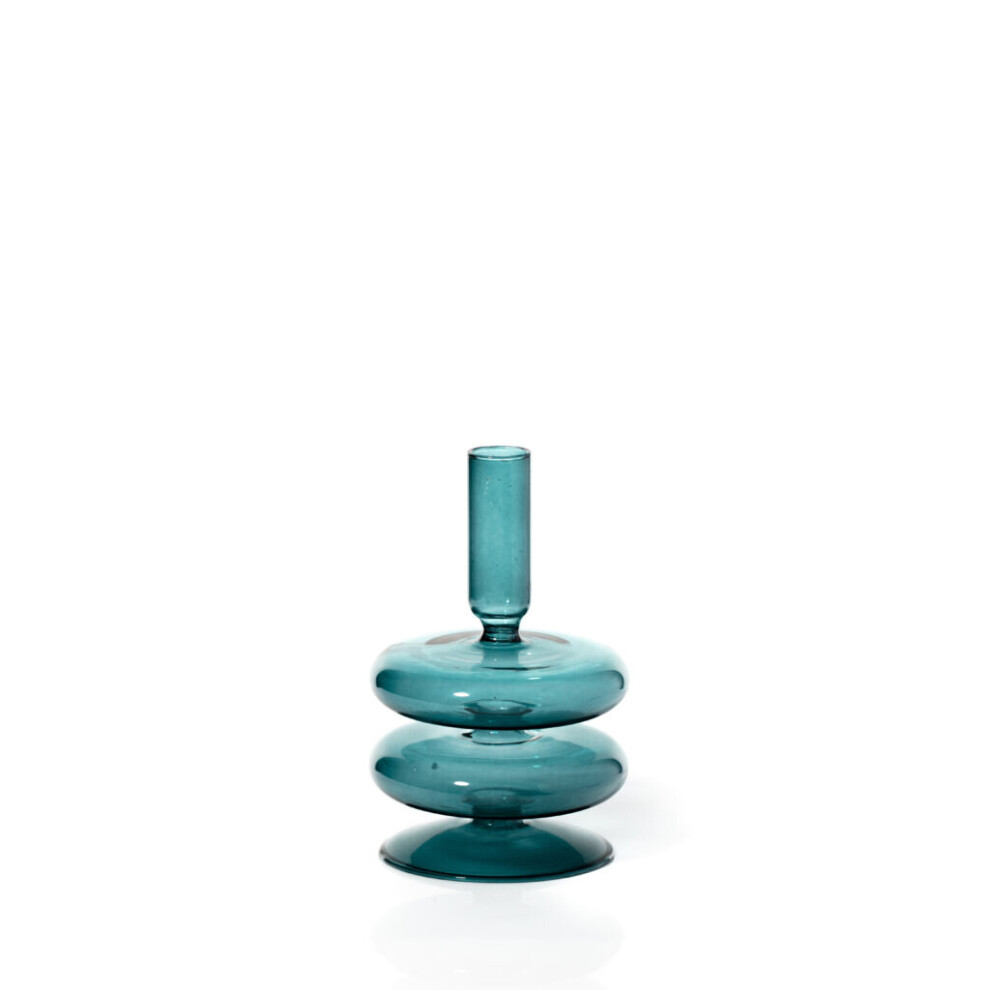 Maegen Glass Taper Candle Holder - Ocean Teal