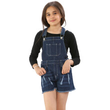 (Dark Blue, 12/13 Years) Girls Denim Dungarees Kids Jumpsuit Cotton Jeans