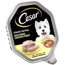 Cesar Classics Terrine Adult Wet Dog Food, Chicken and Turkey in Jelly, 14 x 150 g Trays