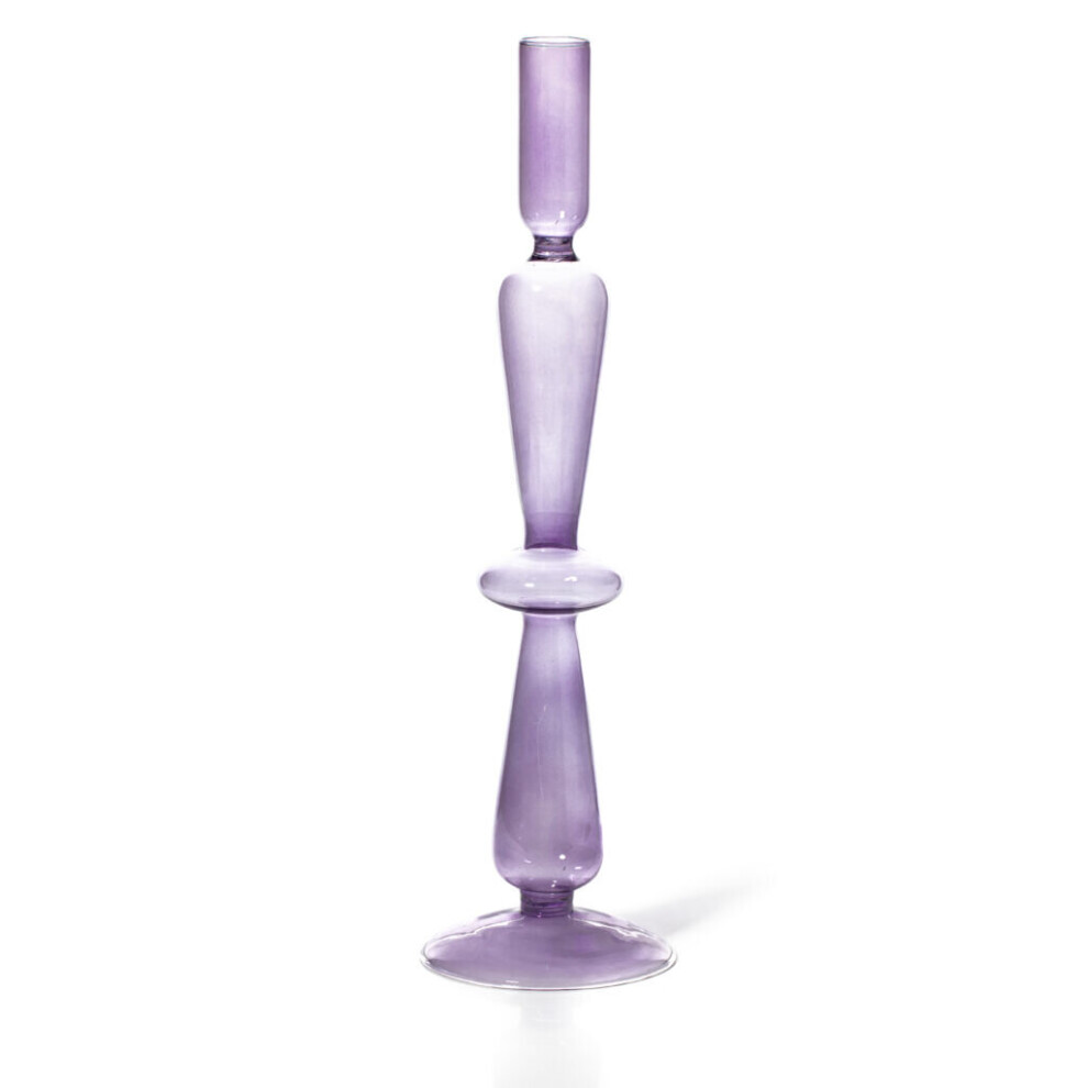 Maegan Glass Taper Candle Holder - Lilac