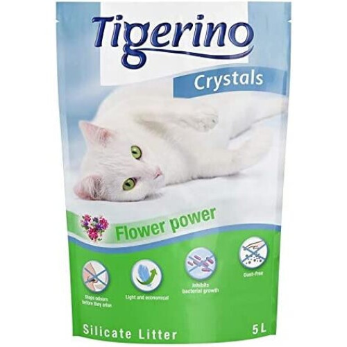Tigerino Crystals Flavored Cat Litter Fresh scent 5l *exclusively by Hellodeal* (Flower Power