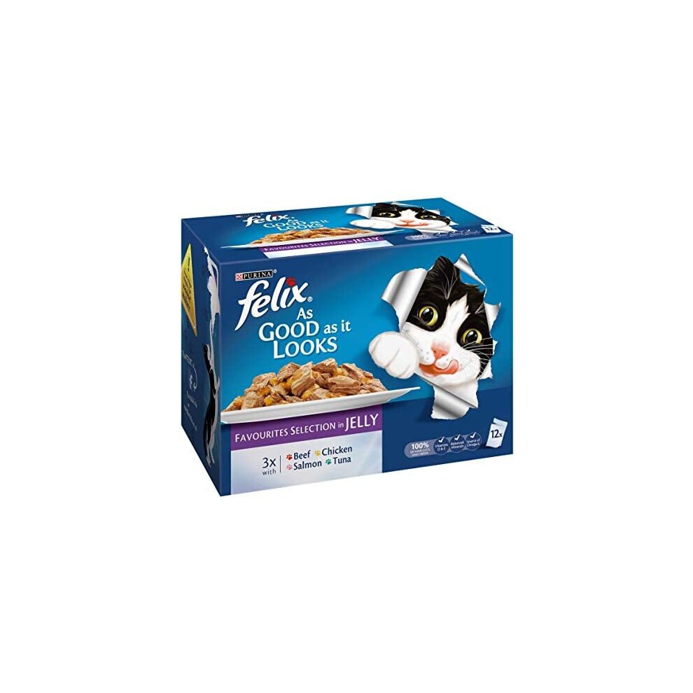 Felix As Good As It Looks Cat Food Favourites 4 x 12 x 100g (48 Pouches)