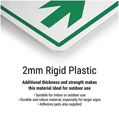 VSafety Fire Exit Arrow Down Sign - Landscape - 450mm x 150mm - 2mm Rigid Plastic 1