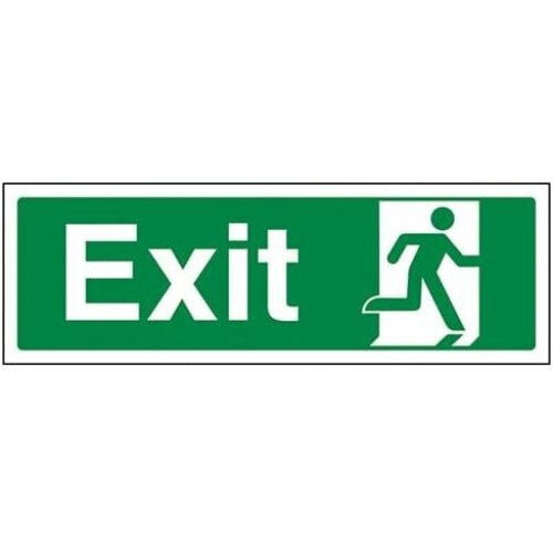 VSafety Final Exit Man Right Sign - Landscape - 300mm x 100mm - 1mm Rigid Plastic