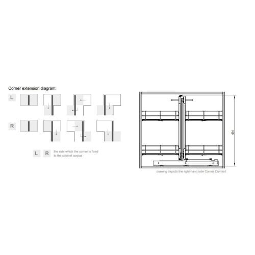 (1000mm, right) MAXIMA PURO corner storage kitchen cabinets 2