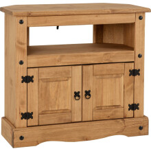 Corona Corner TV Cabinet Distressed Waxed Pine