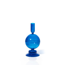 Maegen Egyptian Blue Glass Taper Candle Holder, 18cm Tall, Holds a Single Taper Candle, Chic Statement Piece for Any Room
