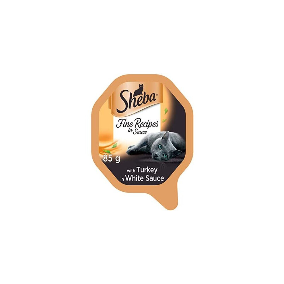 Sheba Fine Recipes with Turkey in Sauce – Wet cat food trays for adult cats – 22 x 85 g