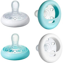 Tommee Tippee Closer to Nature Soother Pacifier BPA-Free Breast-Like Shape, White & Ice Blue, 6-18 Months, 4 Count