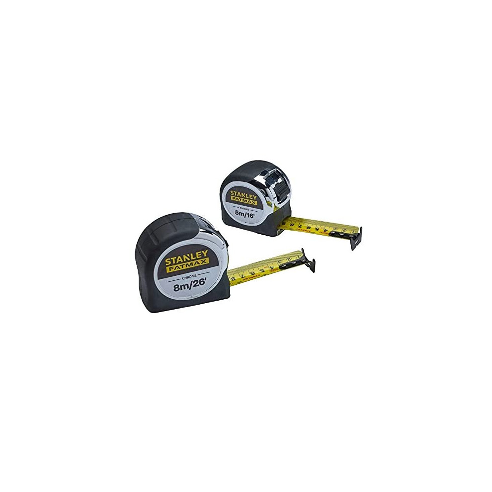 Stanley FatMax Tape Measures 8m 26ft and 5m 16ft STA533891 STA533886 XMS19CTTWIN