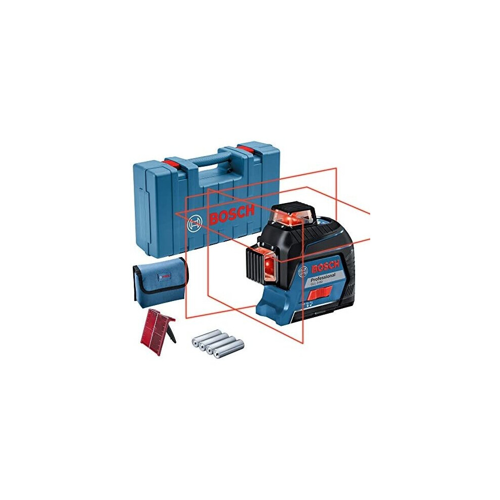 Bosch Professional Laser Level GLL 3-80 (red laser, interior, working range: up to 30m, 4x battery, AA, in carrying case)