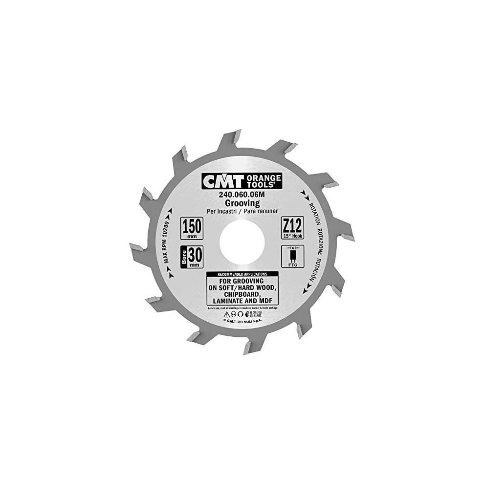 Cmt Orange Tools 240.060.06 M - Circular Saw Blade For Groove Cutter 150 X 6 X 30 Teeth 12 8019296016383
