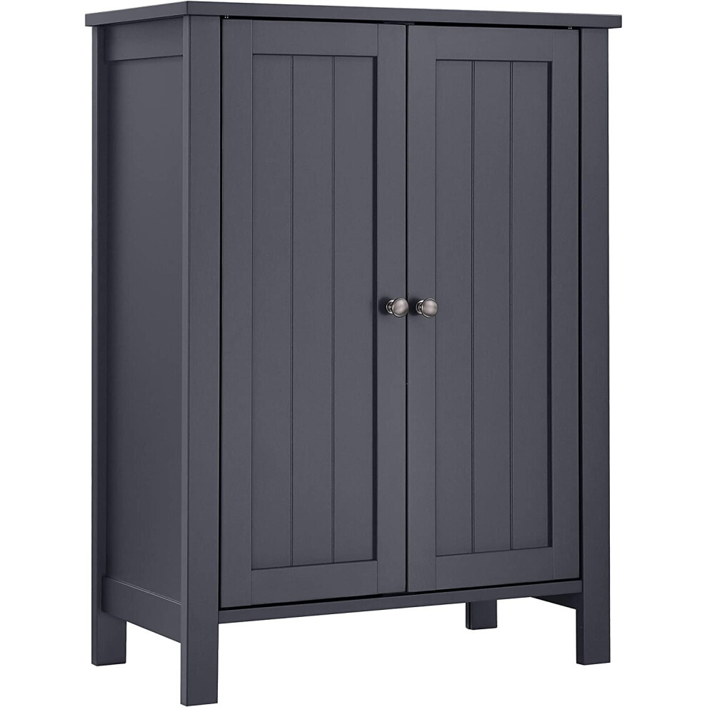 VASAGLE Freestanding Bathroom Cabinet Storage Cupboard Unit with 2 Doors and 2 Adjustable Shelves, Grey