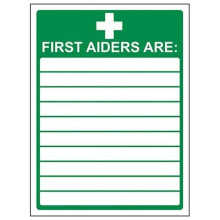 VSafety First Aiders Sign - Portrait - 150mm x 200mm - 2mm Rigid Plastic