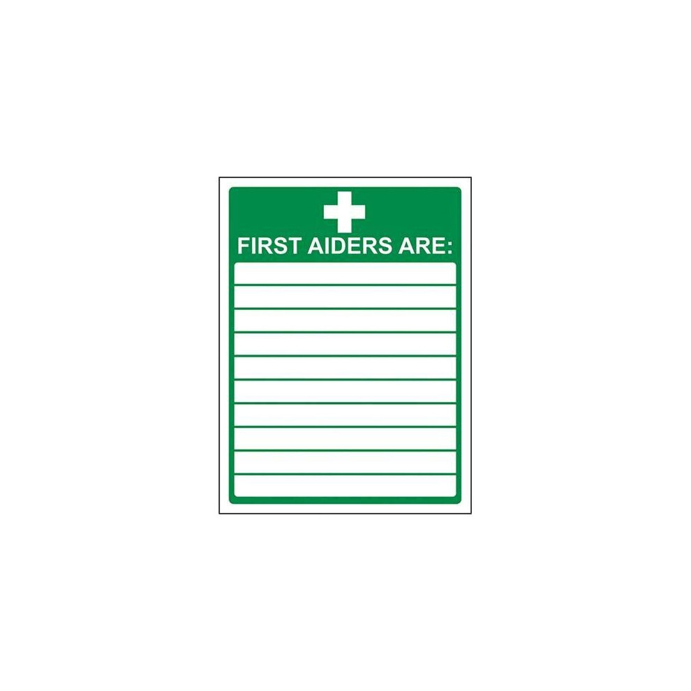 V Safety Vsafety First Aiders Sign - Portrait - 150Mm X 200Mm - 2Mm Rigid Plastic
