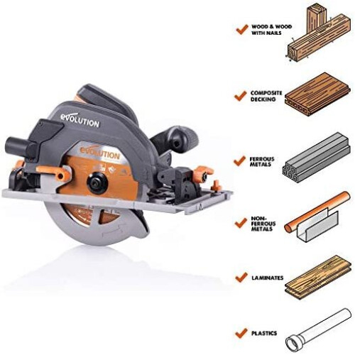 Evolution Power Tools R185CCSX+ Multi-Material Circular Saw, 1600 W, 110 V-Site Use 1