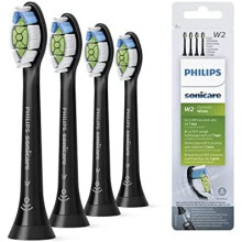 Tetes de brosses Philips Sonicare HX6064/11 - Optimal White W2 - Taille standard - Clipsables - Lot de 4 - Noir