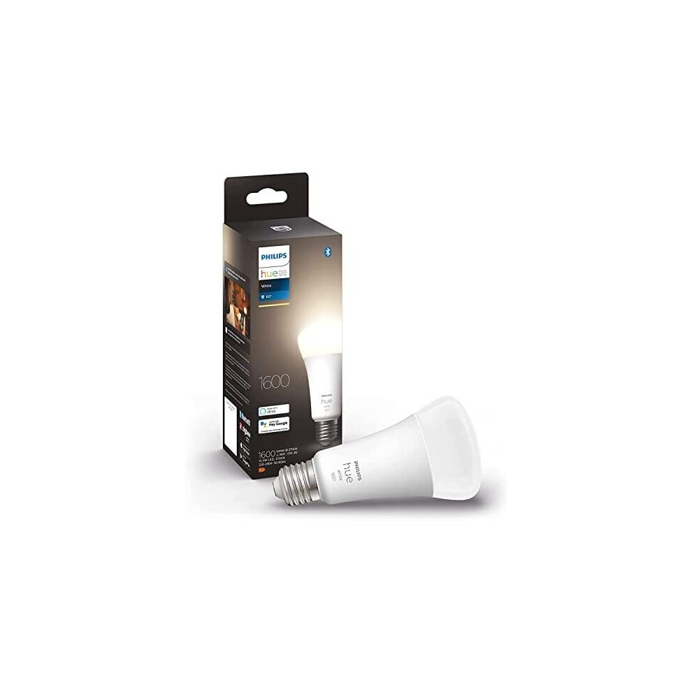 Philips Hue New White Smart Light Bulb 100W - 1600 Lumen [E27 Edison Screw] with Bluetooth. Works with Alexa, Google Assistant, Apple Homekit