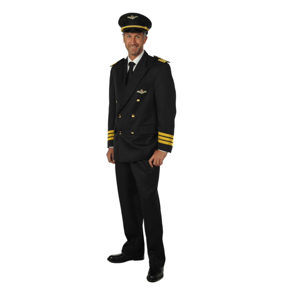 Photos - Fancy Dress  Deluxe Pilot / Captain - Black & Gold(Large)