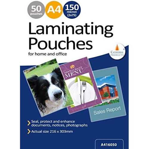 Cathedral Laminating pouches 150 micron 50pk A4