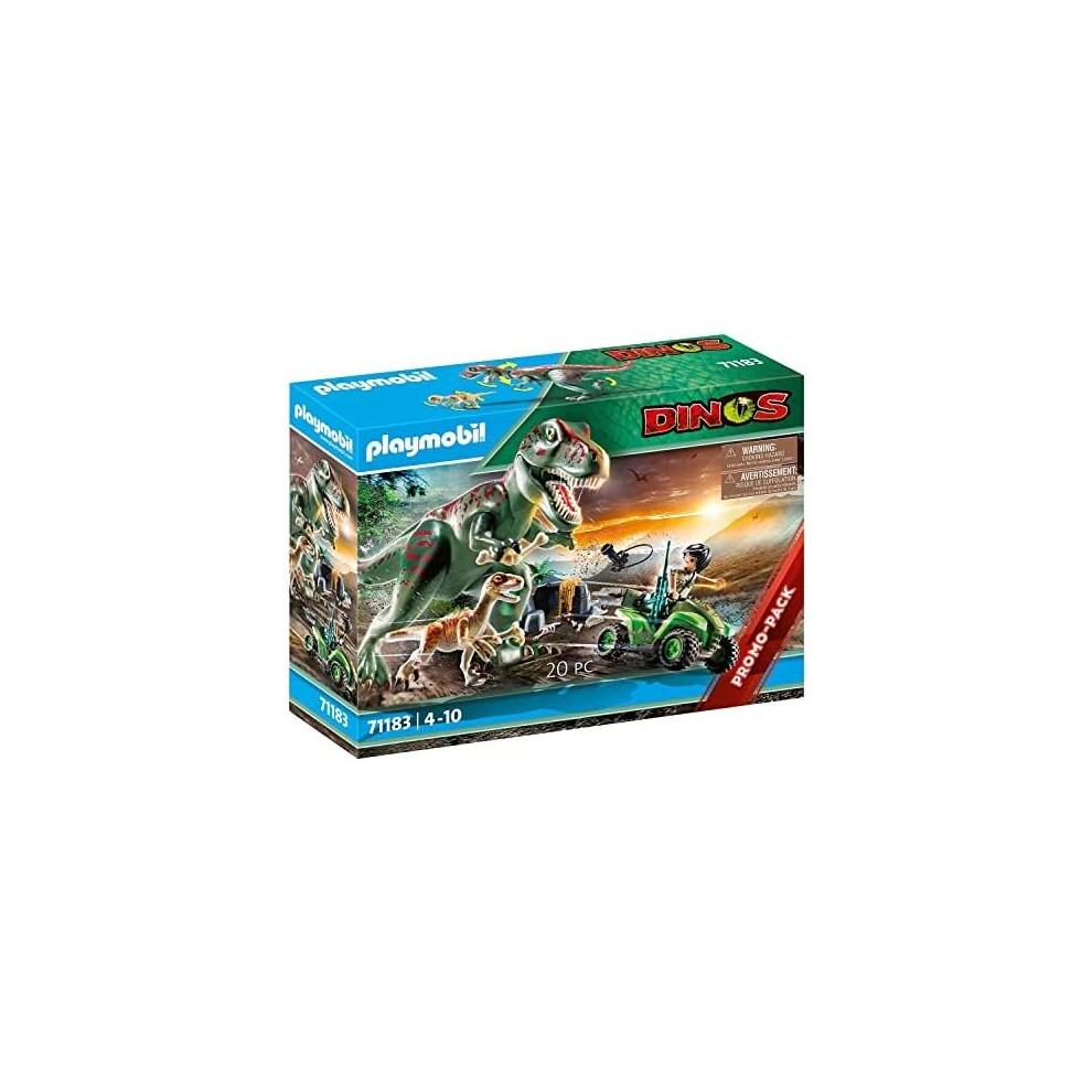 Playmobil 71183 Dinos T-Rex Attack With Raptor And Quad, Toy For Children Ages 4+