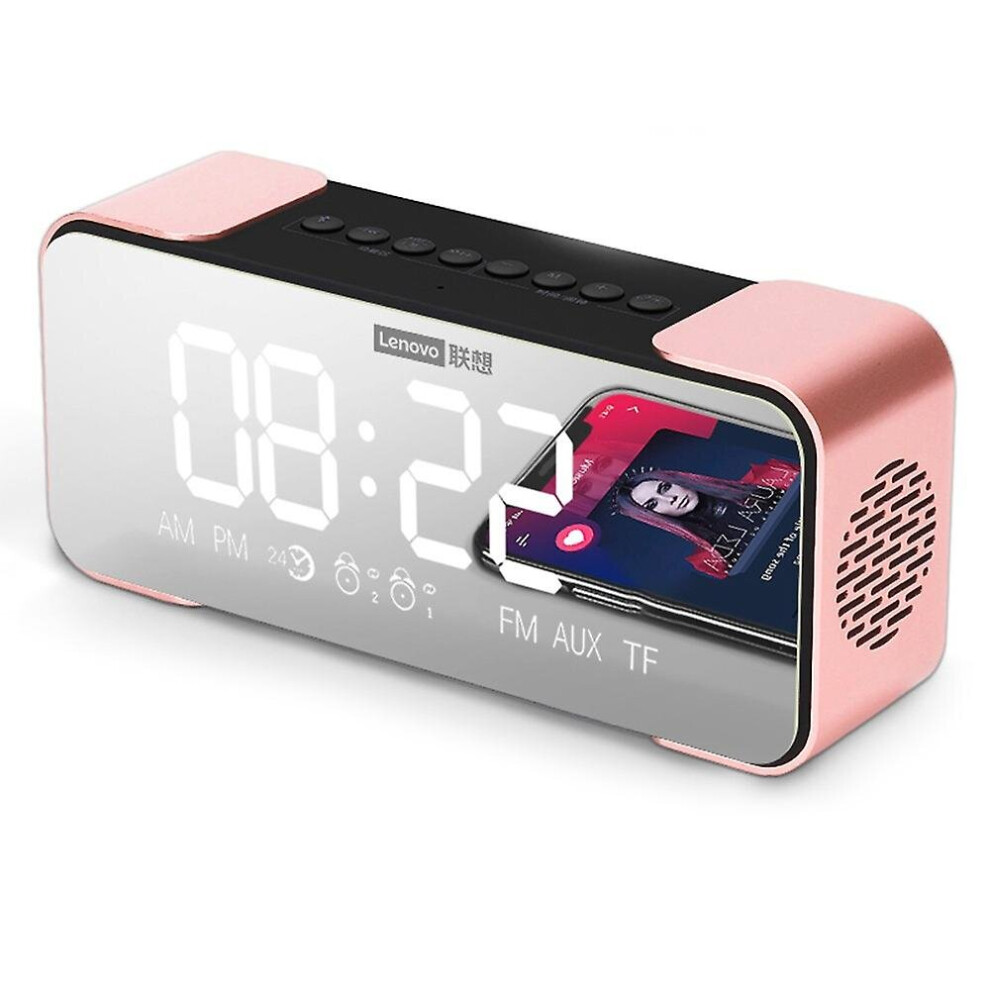 (Pink) Bt Speaker Radio Alarm Diy Ringtone One-Click Snooze Bt Call Speaker Pink 755121403826