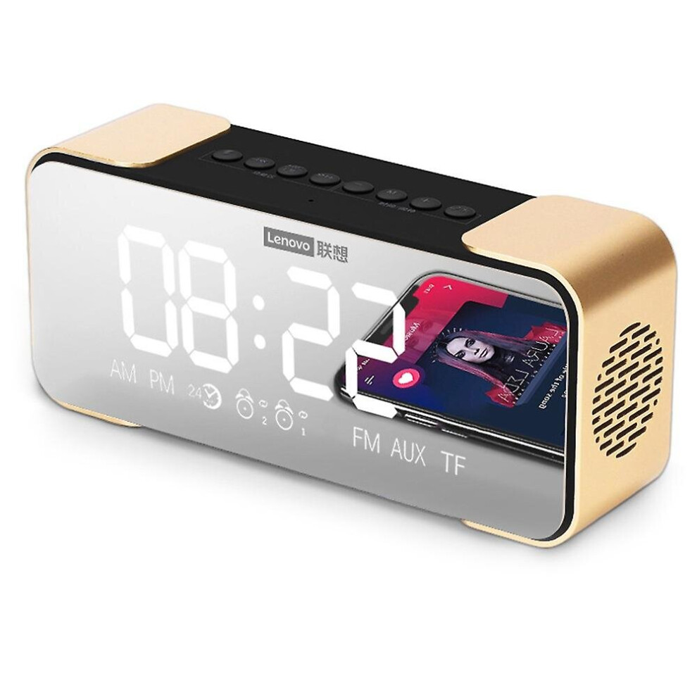 (Gold) Bt Speaker Radio Alarm Diy Ringtone One-Click Snooze Bt Call Speaker Gold 755121403819