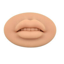 (Dark Brown) Open Mouth 3d Lip Best Practice Silicone Skin With Teeth Makeup Lip Mannequin