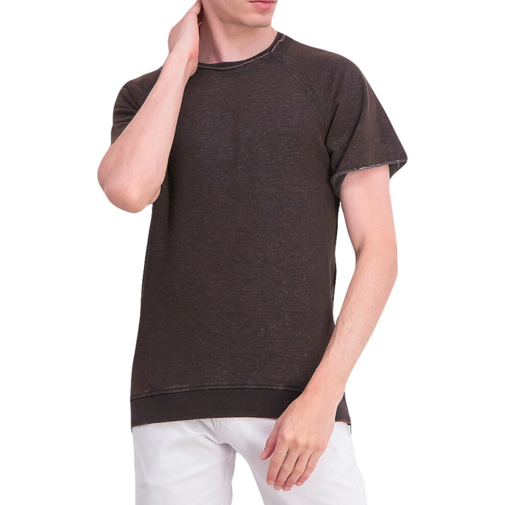 (M, Dark Charcoal) Brave Soul Mens Short Sleeve Zip Side T Shirts