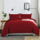 (Red, Double) Plain Dyed Duvet Cover Single Double King Bed Set 2