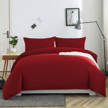 (Red, Super King) Plain Dyed Duvet Cover Single Double King Bed Set
