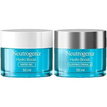 Neutrogena Hydro Boost Day and Night Hydration Regime Set for Dry Skin, Water Gel Moisturiser and Sleeping Cream, Purified With Hyaluronic Acid,
