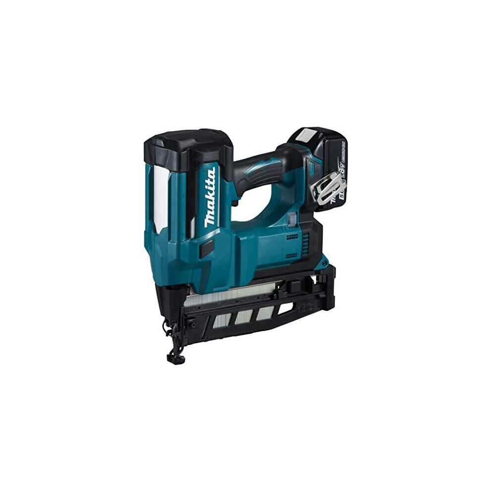 Makita DBN600RTJ 18V Li-ion LXT 16G Finishing Nailer Complete with 2 x 5.0 Ah Li-ion Batteries and Charger Supplied in a Makpac Case