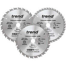 Trend CSB/165/3PK/C Craft Pro Triple Pack Medium/Fine Finish TCT Blades Ideal for DC390, DWE007, DCS391, DC391N Circular Saws, Tungsten Carbide