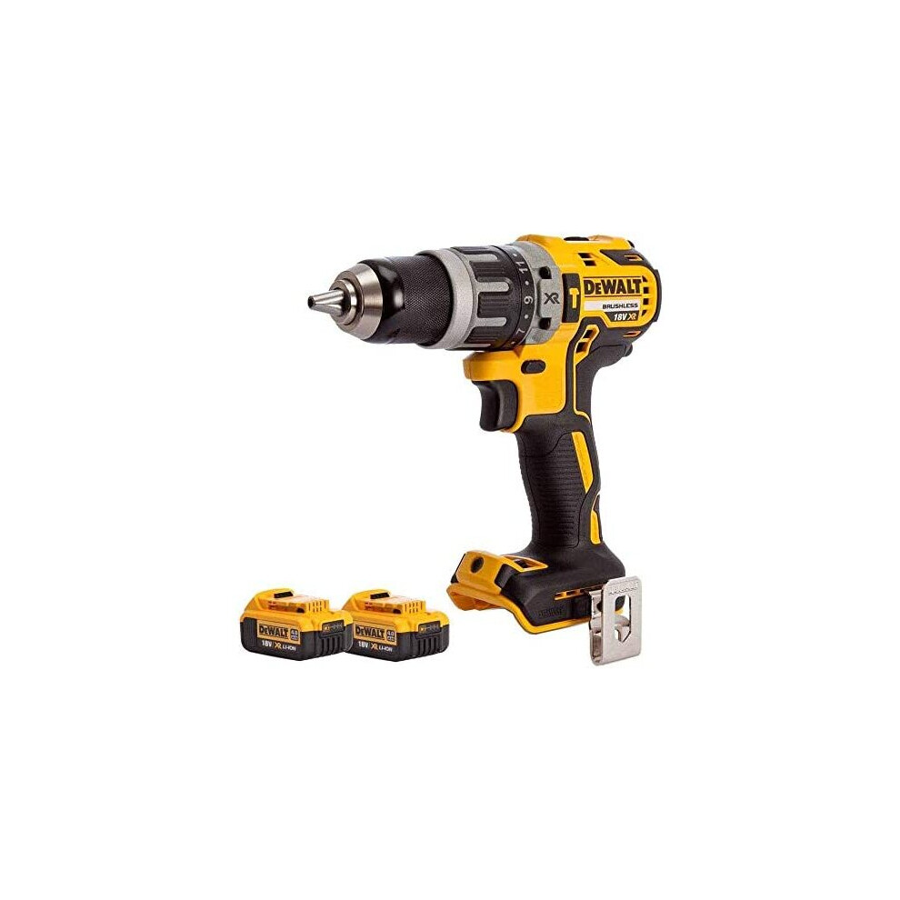 DEWALT DCD796N 18v XR Brushless 2 Speed Combi Drill + 2 x 4.0Ah DCB182 Batteries, 18 V