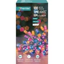 Premier Decorations Battery Power Indoor/Outdoor Timer Function 100 LED Rainbow Lights