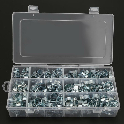 GreenZech 135PCS Hose Clips Zinc Plated Mini Fuel Hose Clamps Line Tube Pipe Clips 8-18mm clamps Hardware Tools