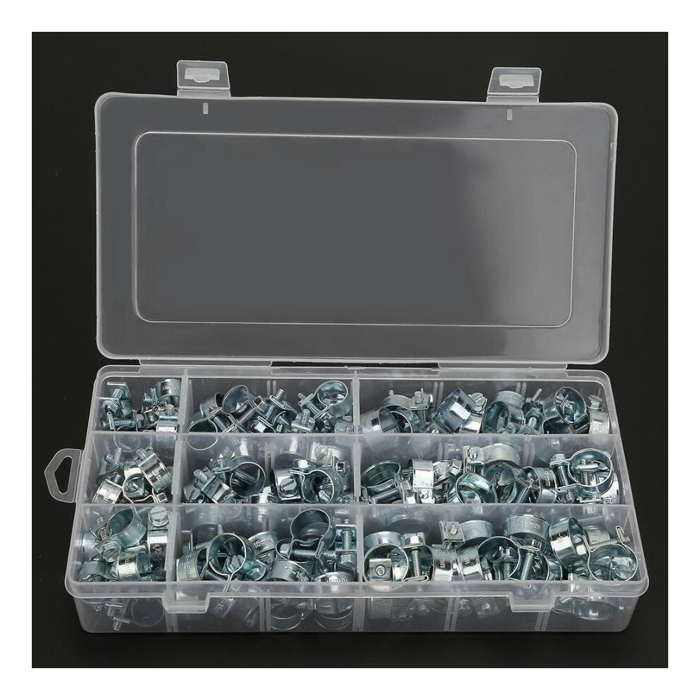 135PCS Hose Clips Zinc Plated Mini Fuel Hose Clamps Line Tube Pipe Clips 8-18mm clamps Hardware Tools