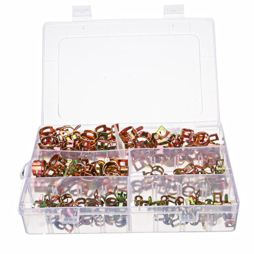 GreenZech 120Pcs Fuel Hose Line Tubing Clamp 6 Size Spring Band Action Pipe Clip Color-Zinc Plated