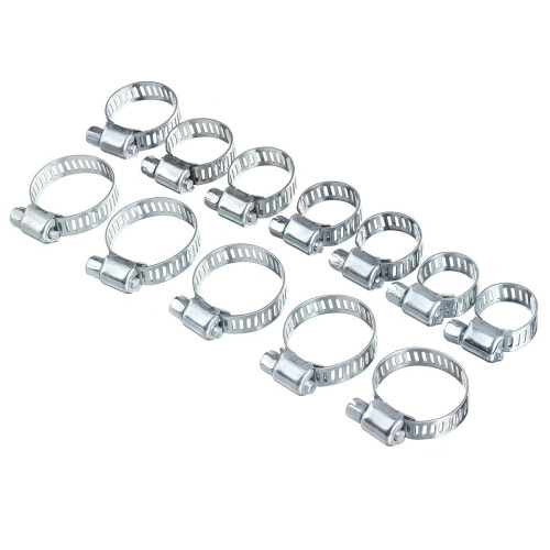 GreenZech 12Pcs Stainless Steel Clip Fuel Gas Water Hose Clamp Worm Drive Pipe Tube Clips