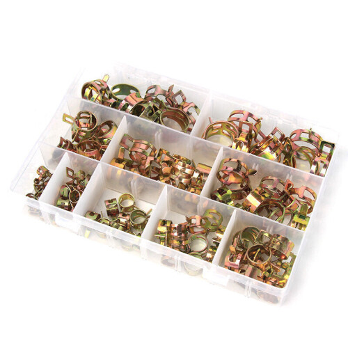 GreenZech 100Pcs Fuel Hose Line Tubing Clamp Spring Band Type Action Pipe Clip Color-Zinc Plated