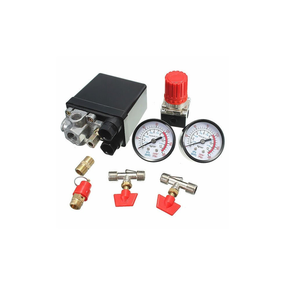Air Compressor Pressure Valve 180PSI Gauges Regulator Pump Control Switch