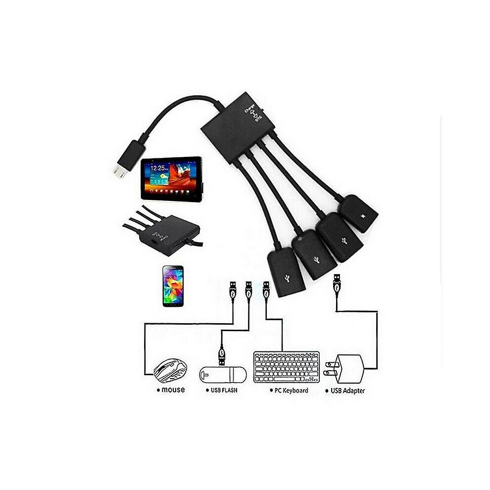 (Micro) Otg Hub 4 In 1 Host Cable Cord Connector Micro Usb Or Type-C For Smartphone Tablet 768645246886