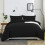 (Black, Super King) Plain Dyed Duvet Cover Single Double King Bed Set 2