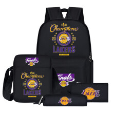 (6, 4 pcs) NBA Lakers Logo School Bag 4 Pcs School Bag Lunch Bag Pencil Case Set Children's Gift