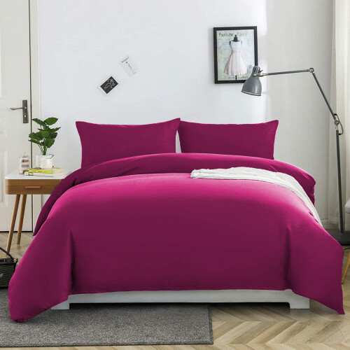 (Pink, Super King) Plain Dyed Duvet Cover Single Double King Bed Set