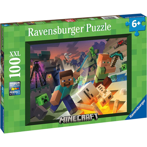 Ravensburger Puzzle 100 pezzi XXL: Mostri di Minecraft