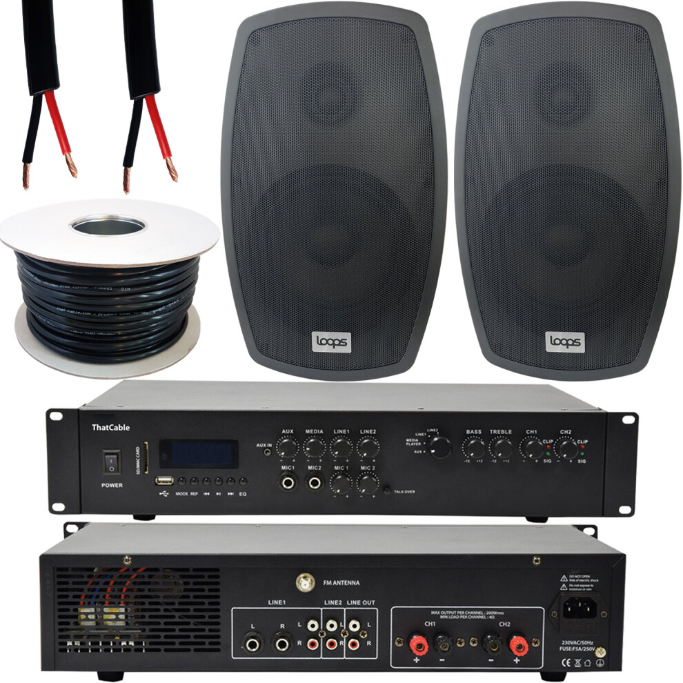 400W Loud Outdoor Bluetooth System 2X Speaker Weatherproof Garden Music Black 5055538135385